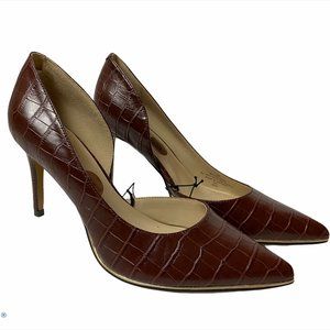 Marc Fisher Brown Faux Alligator Heels
